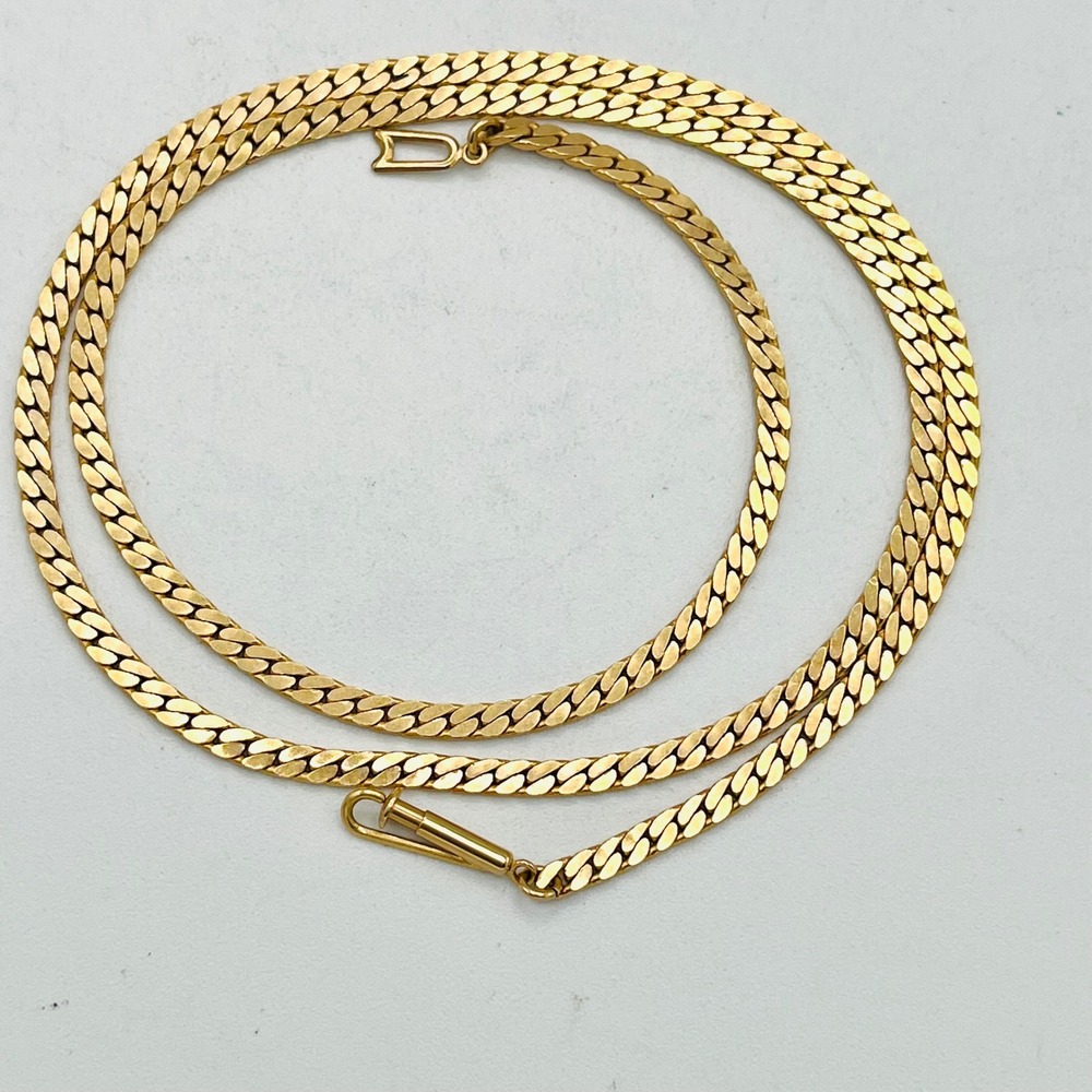 Vintage 14k Yellow Gold Curb Chain Necklace 21 Inch Flat Link 3mm 16.7g